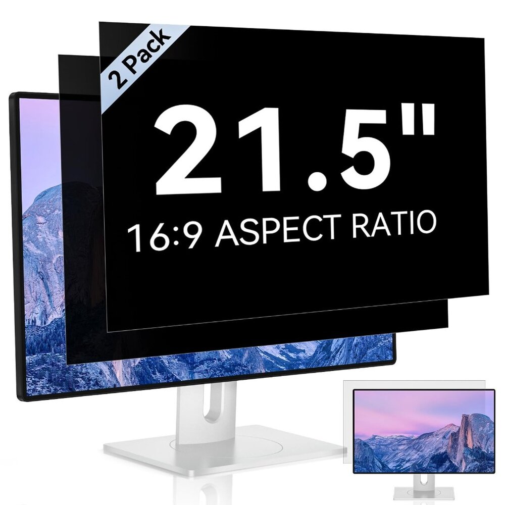 2 Pack Computer Privacy Screen 21.5" 16:9 Widescreen Anti Glare Blue Light